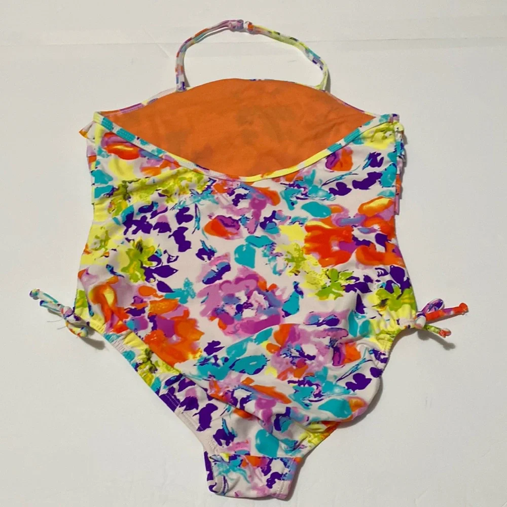 Old Navy Multi Color Ruffle halter one piece bathing Suit Size 10